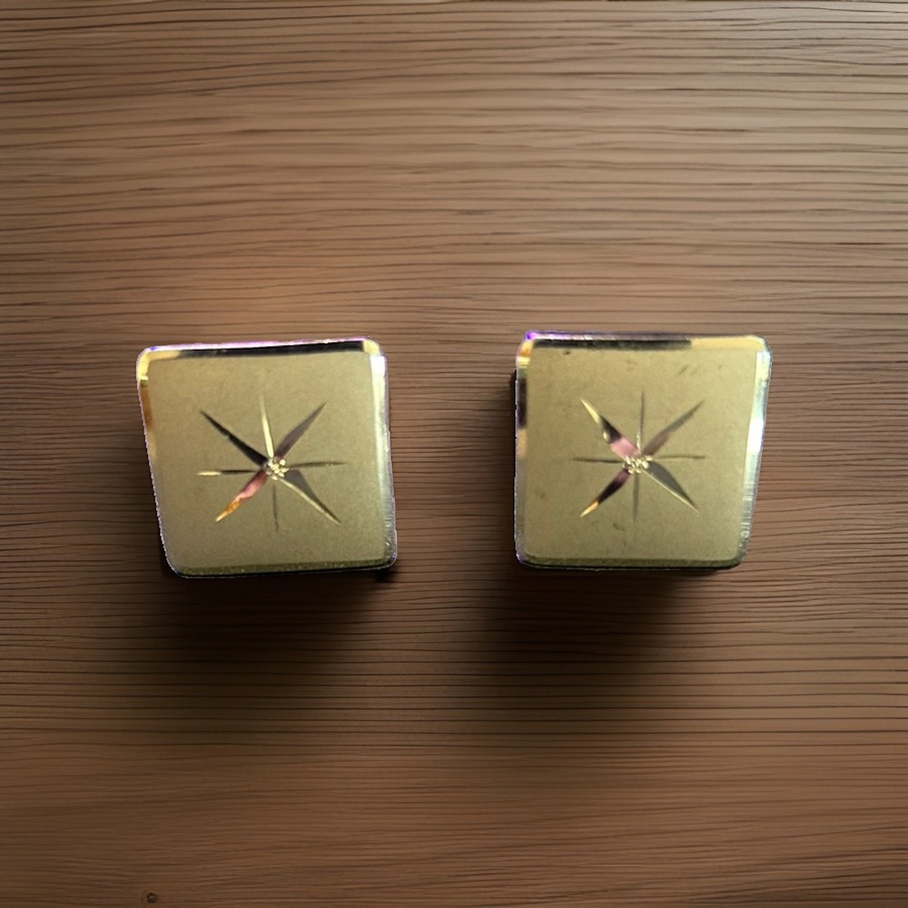 VINTAGE KREMENTZ STERLING SILVER SQUARE DIAMOND CUT ETCHED CUFFLINKS 12g